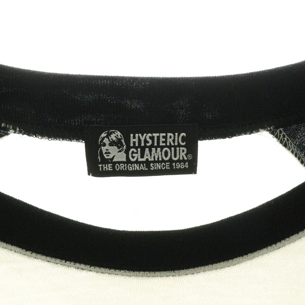 HYSTERIC GLAMOUR(ヒステリックグラマー) HYS HITS オーバーサイズ ラグラン 半袖Tシャツ カットソー ブラック/ホワイト 01212CT04