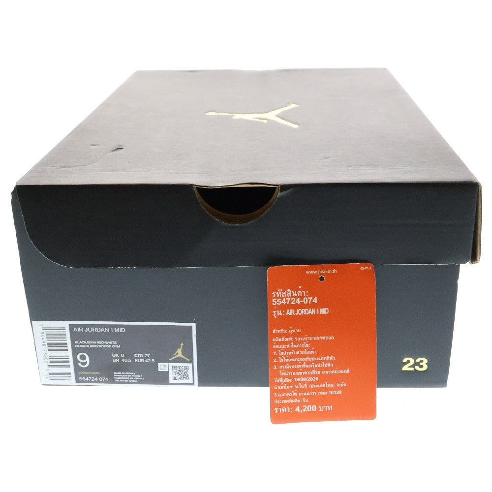 NIKE(ナイキ) AIR JORDAN 1 MID エアジョーダン ミッドカットスニーカー ブラック/レッド US9/27cm 554724-074