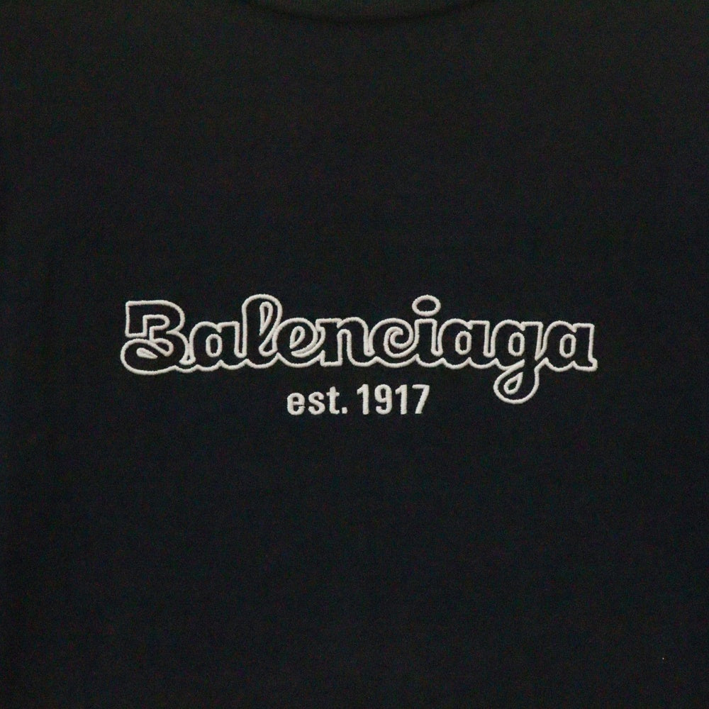 BALENCIAGA(バレンシアガ) 19AW ロゴ刺繍 オーバーサイズ クルーネック 半袖Tシャツ カットソー ネイビー 583214 TFV44