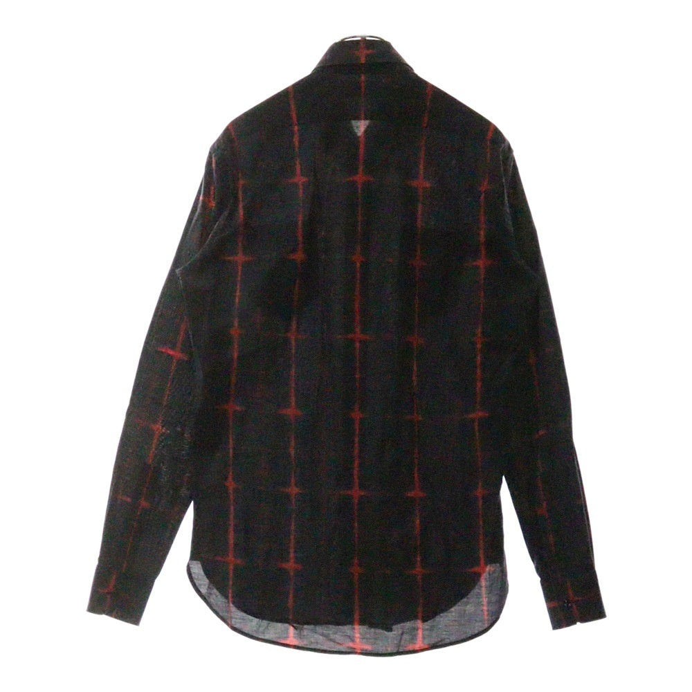 SAINT LAURENT PARIS(サンローランパリ) 17SS 染めチェック柄 レギュラーカラー フロントポケット 長袖シャツ ブラック/レッド 469667 Y364Q