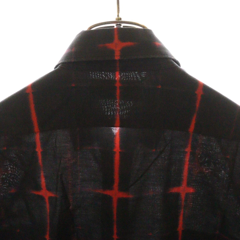 SAINT LAURENT PARIS(サンローランパリ) 17SS 染めチェック柄 レギュラーカラー フロントポケット 長袖シャツ ブラック/レッド 469667 Y364Q