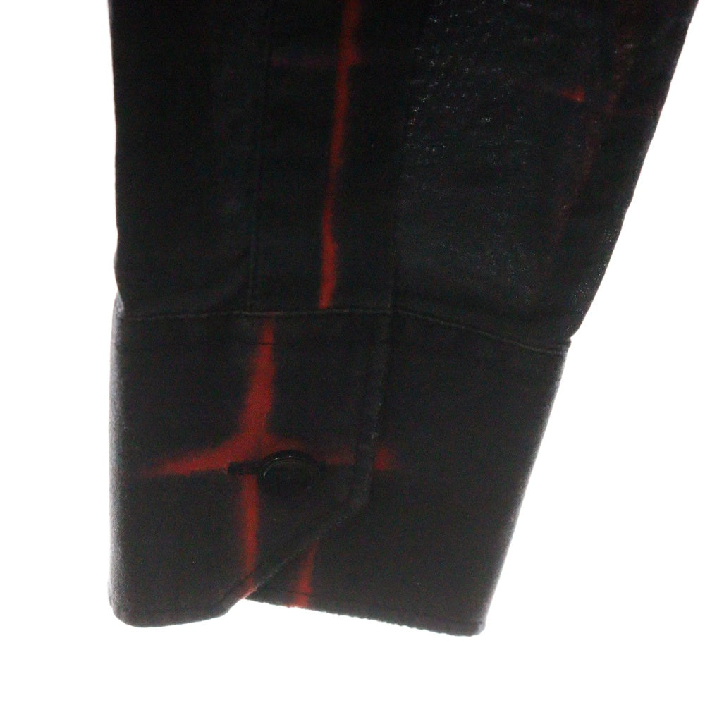 SAINT LAURENT PARIS(サンローランパリ) 17SS 染めチェック柄 レギュラーカラー フロントポケット 長袖シャツ ブラック/レッド 469667 Y364Q