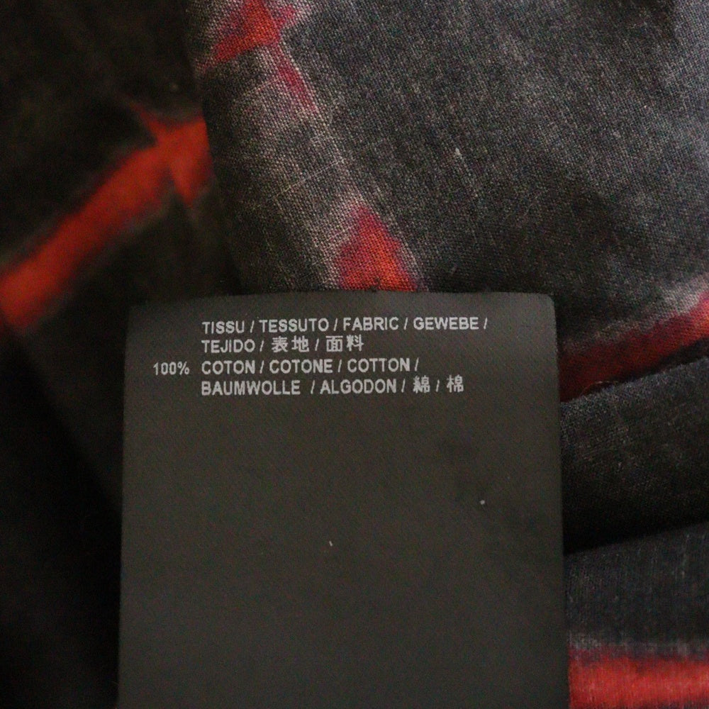 SAINT LAURENT PARIS(サンローランパリ) 17SS 染めチェック柄 レギュラーカラー フロントポケット 長袖シャツ ブラック/レッド 469667 Y364Q