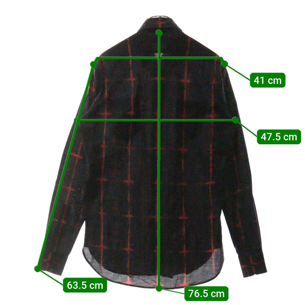 SAINT LAURENT PARIS(サンローランパリ) 17SS 染めチェック柄 レギュラーカラー フロントポケット 長袖シャツ ブラック/レッド 469667 Y364Q
