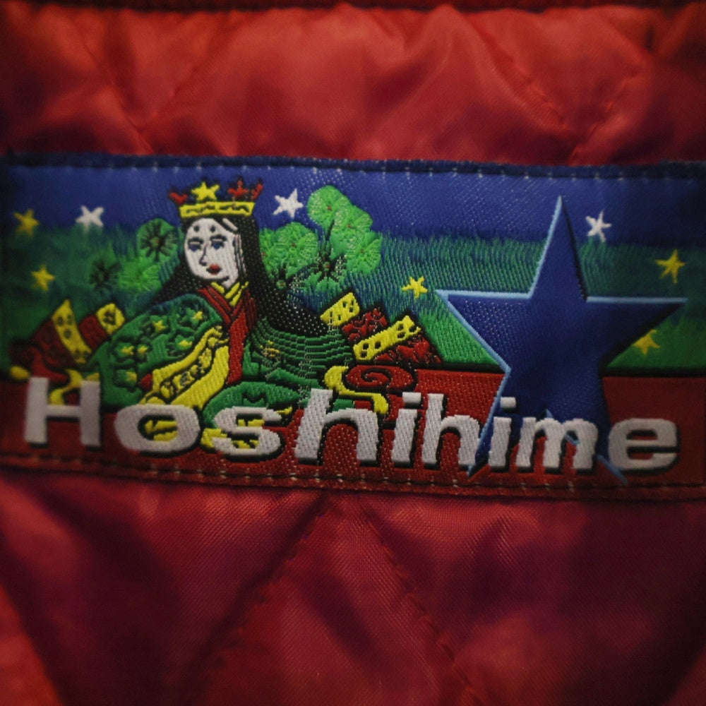 Hoshihime(ホシヒメ) 風雷神 サテン スカジャン スーベニアジャケット ブルゾン ブルー/シルバー 1290
