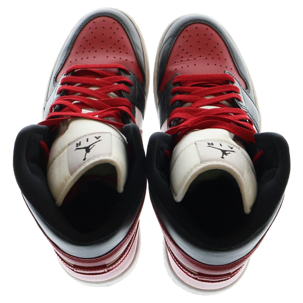 NIKE(ナイキ) WMNS AIR JORDAN 1 MID BRED TOE ウィメンズ エアジョーダン1 ブレッドトゥ ミッドカットスニーカー ブラック/レッド US9.5/26.5cm BQ6472-079