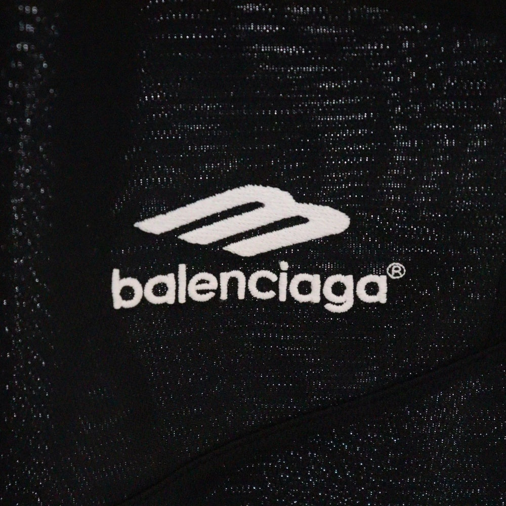 BALENCIAGA(バレンシアガ) 23SS BAGGY SHORTS ロゴ刺繍 バギーショートパンツ メッシュハーフパンツ ブラック 767862 TPVG2