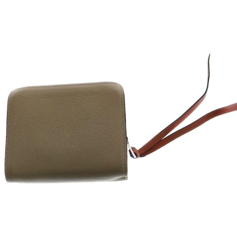 LOEWE(ロエベ) COMPACT ZIP WALLET コンパクト ジップウォレット 2つ折り財布 ソフトグレインカーフスキン レディース グレー/ピンク 102107