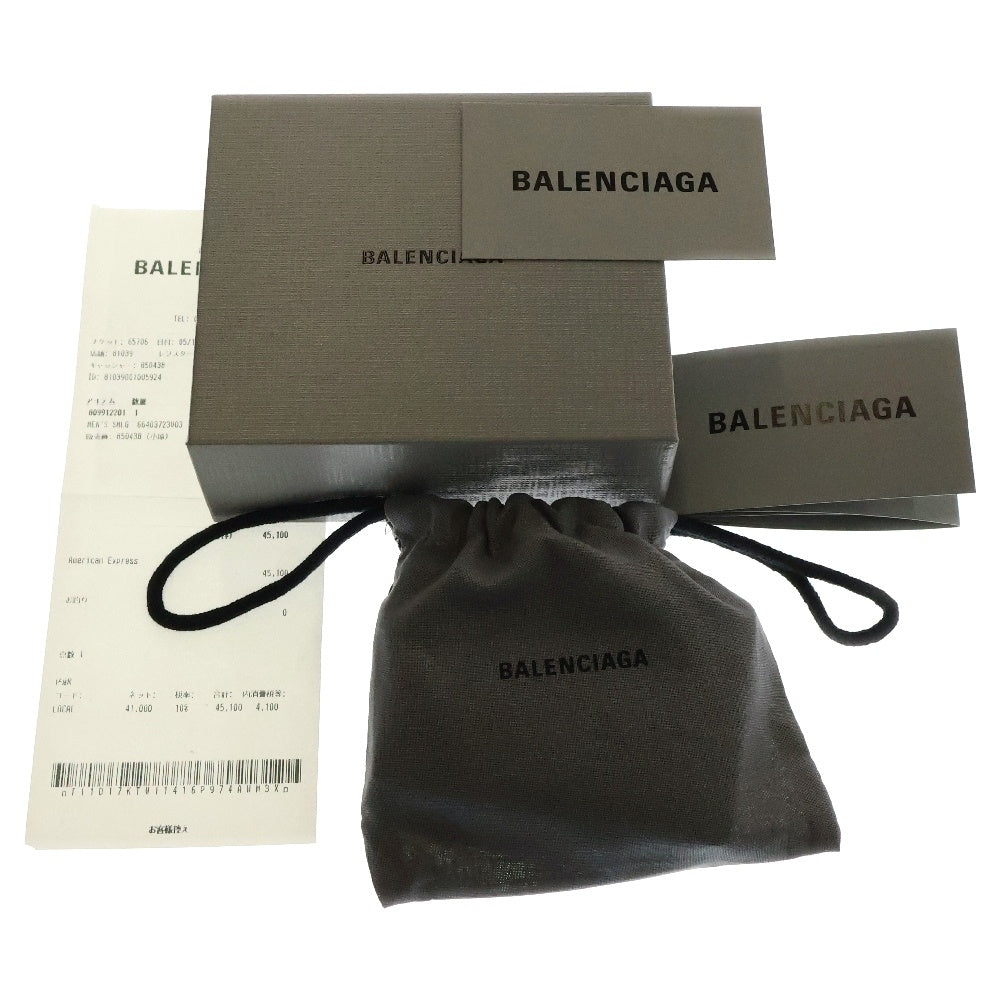 BALENCIAGA(バレンシアガ) エッセンシャル ミニ エンボスロゴ レザー コンパクトウォレット 三つ折り財布 ブラック 664037