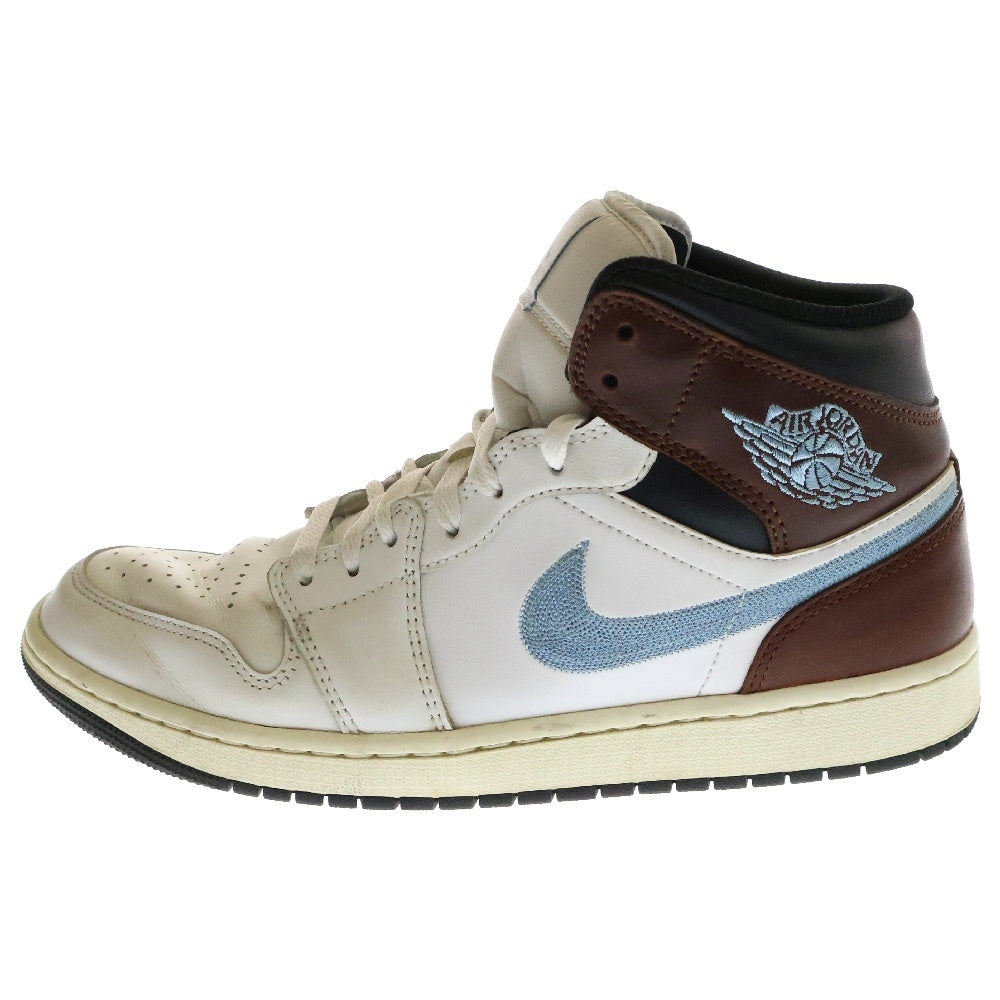 NIKE(ナイキ) AIR JORDAN 1 MID SE エアジョーダン1 ミッドカットスニーカー ホワイト/ブルー/ブラウン US9.5/27.5cm FQ7831-142