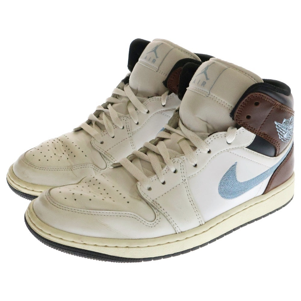 NIKE(ナイキ) AIR JORDAN 1 MID SE エアジョーダン1 ミッドカットスニーカー ホワイト/ブルー/ブラウン US9.5/27.5cm FQ7831-142