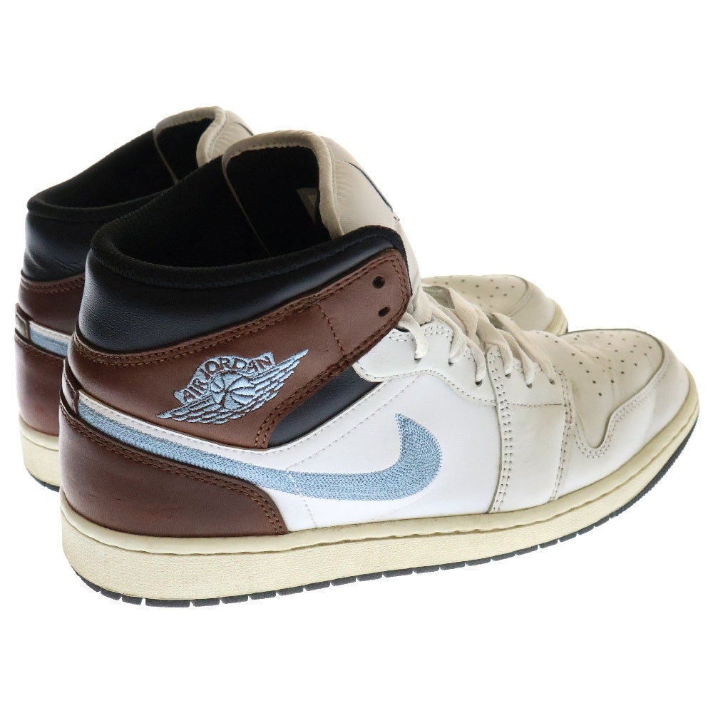 NIKE(ナイキ) AIR JORDAN 1 MID SE エアジョーダン1 ミッドカットスニーカー ホワイト/ブルー/ブラウン US9.5/27.5cm FQ7831-142