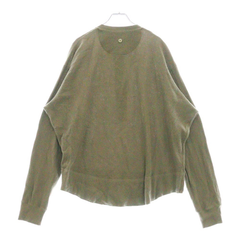 Omar Afridi(オマールアフリディ) 25SS OA-SS25-JER-101-02 WAFFLE KNIT ワッフルニットヘンリーネックTシャツ カーキ