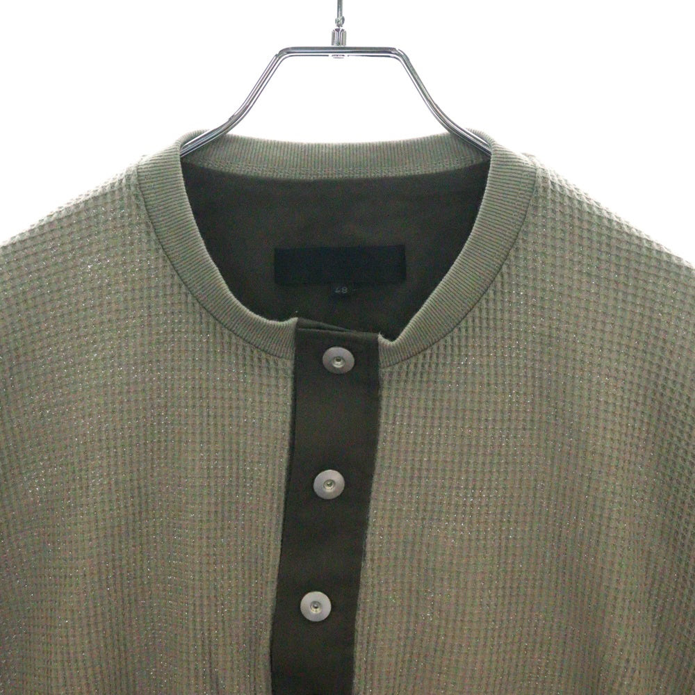 Omar Afridi(オマールアフリディ) 25SS OA-SS25-JER-101-02 WAFFLE KNIT ワッフルニットヘンリーネックTシャツ カーキ