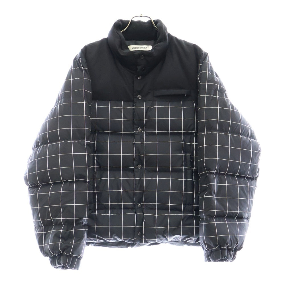 UNDERCOVER(アンダーカバー) 24AW ウィンドウペンチェック総柄 スタンドカラー スナップボタン ダウンジャケット ブルゾン ブラック UP2D4207