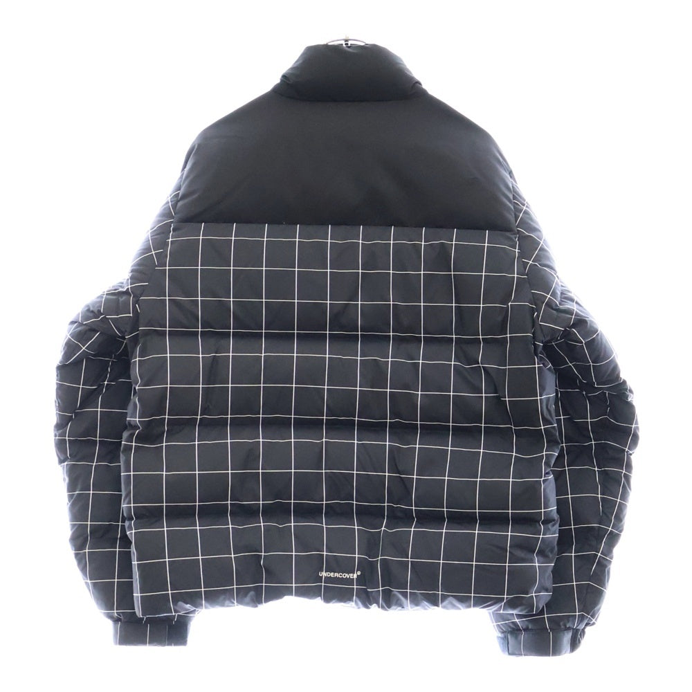 UNDERCOVER(アンダーカバー) 24AW ウィンドウペンチェック総柄 スタンドカラー スナップボタン ダウンジャケット ブルゾン ブラック UP2D4207
