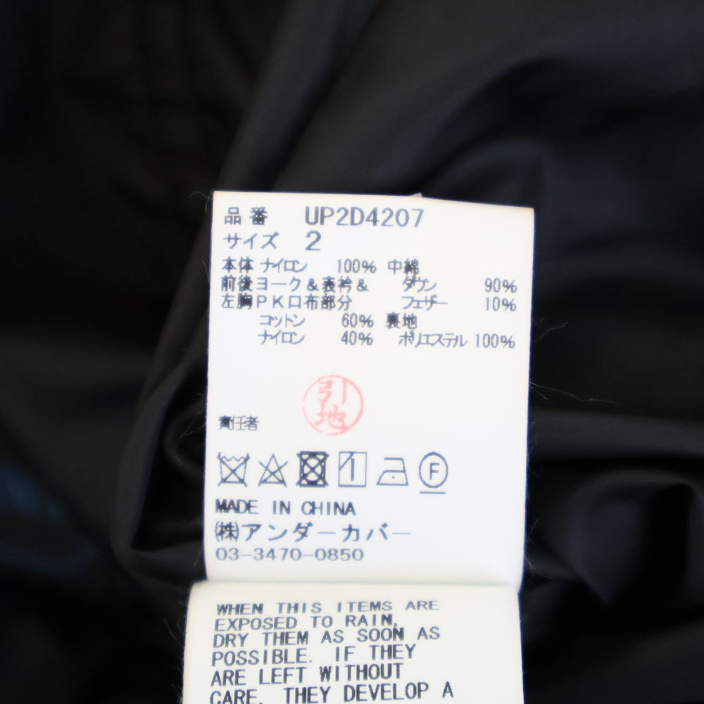 UNDERCOVER(アンダーカバー) 24AW ウィンドウペンチェック総柄 スタンドカラー スナップボタン ダウンジャケット ブルゾン ブラック UP2D4207
