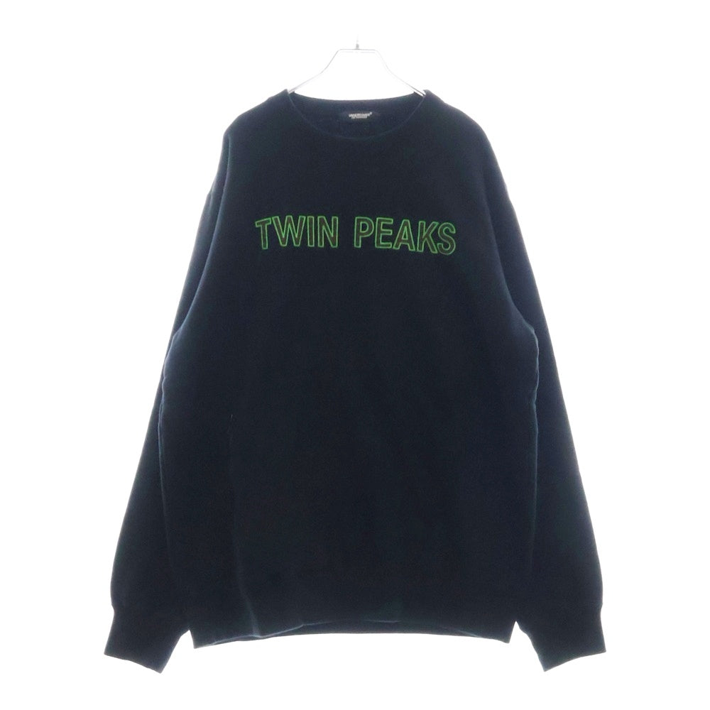 UNDERCOVER(アンダーカバー) 24AW ×TWINPEAKS ツインピークス 裏起毛 片ジップポケット クルーネック長袖スウェットトレーナー ブラック UC2D4802-1