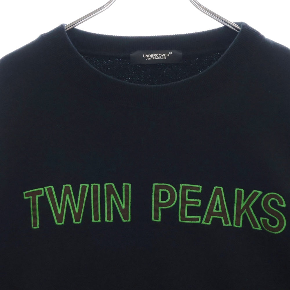 UNDERCOVER(アンダーカバー) 24AW ×TWINPEAKS ツインピークス 裏起毛 片ジップポケット クルーネック長袖スウェットトレーナー ブラック UC2D4802-1