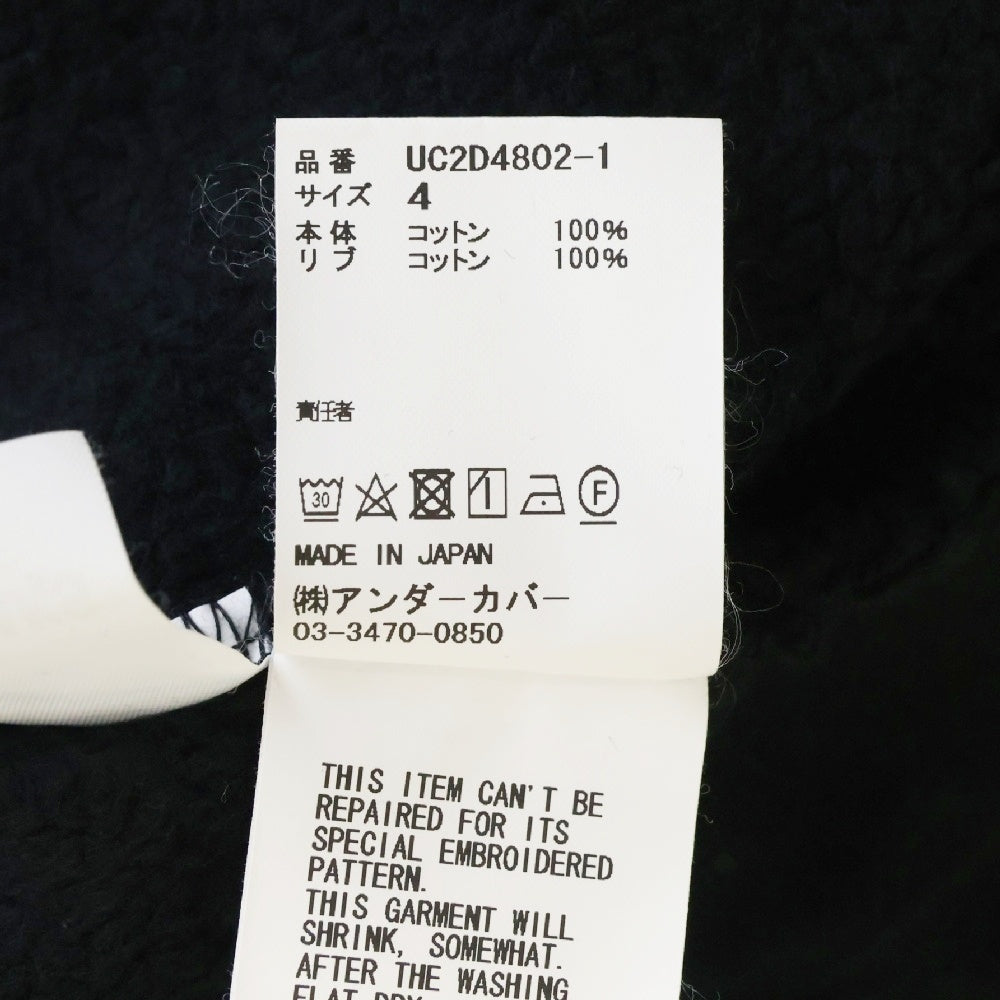 UNDERCOVER(アンダーカバー) 24AW ×TWINPEAKS ツインピークス 裏起毛 片ジップポケット クルーネック長袖スウェットトレーナー ブラック UC2D4802-1