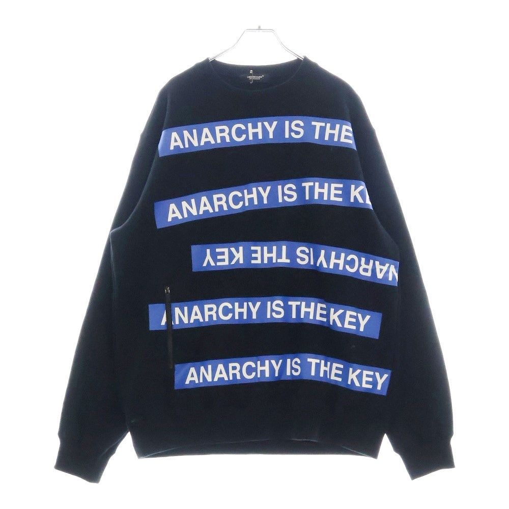 UNDERCOVER(アンダーカバー) 24AW 片ジップポケット フロントラバープリント 裏起毛クルーネックスウェットトレーナー ブラック UC2D4802-6