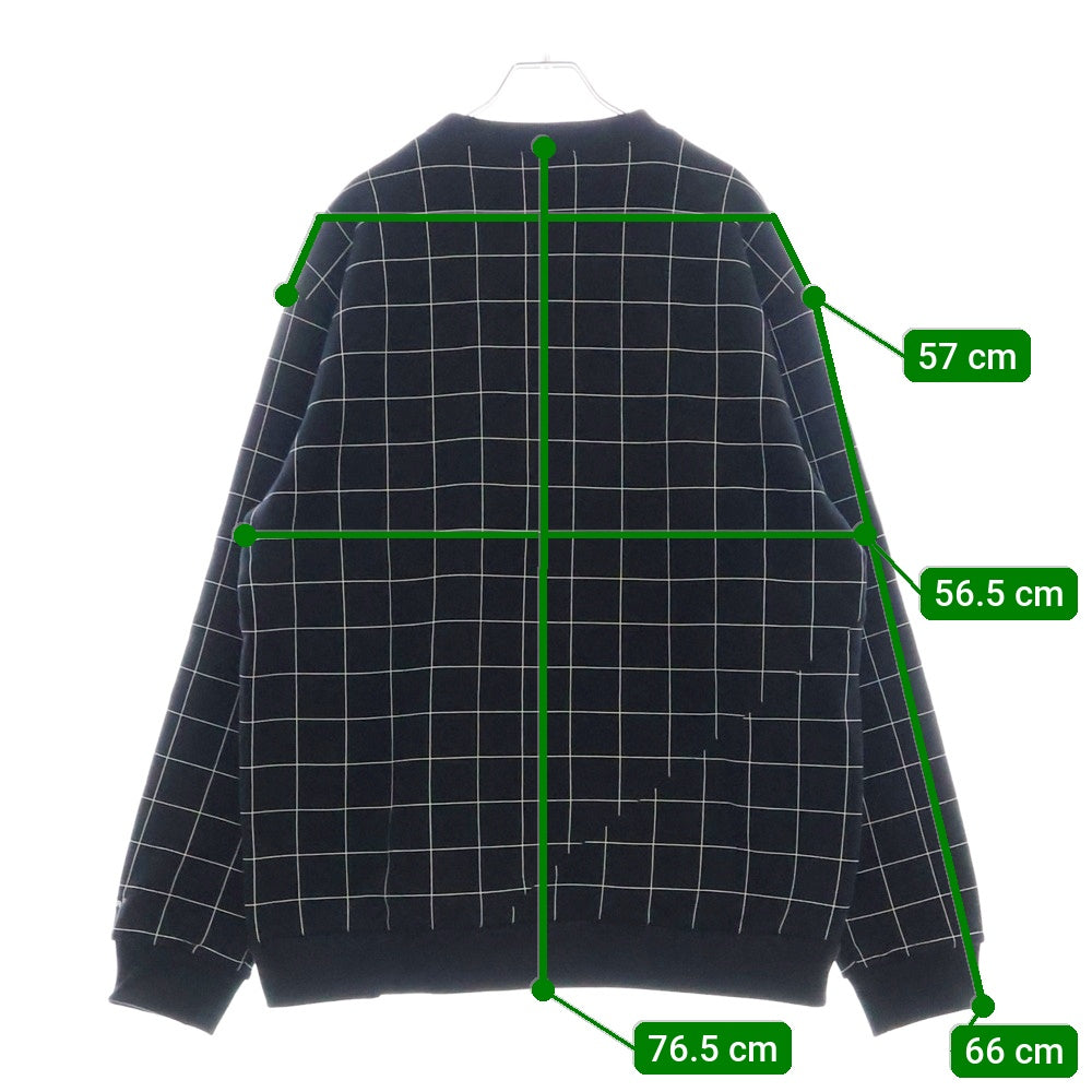 UNDERCOVER(アンダーカバー) 24AW カットオフ切替 フロントプリント 格子柄クルーネック長袖スウェットトレーナー ブラック UP2D4807