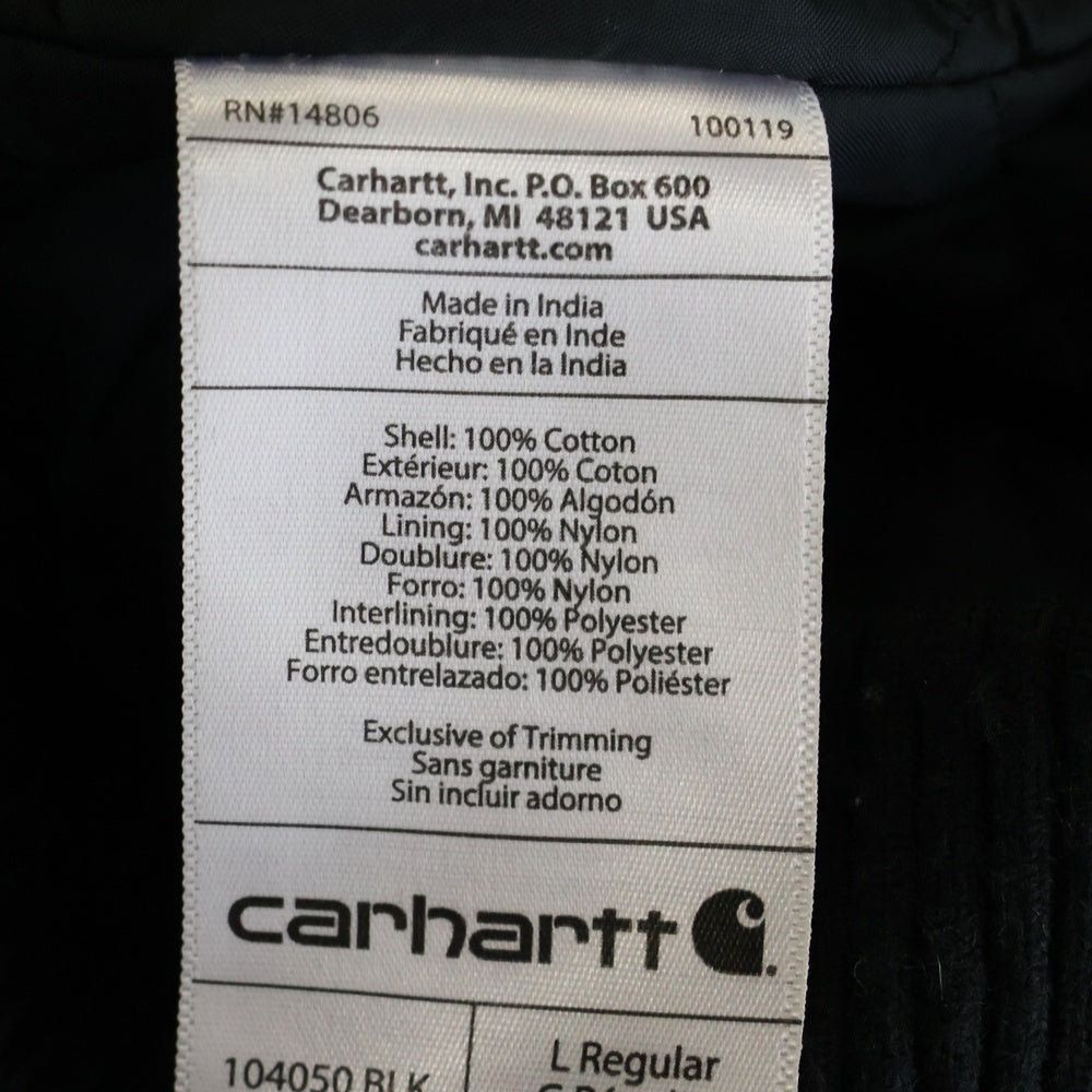 CARHARTT(カーハート) WASHED DUCK INSULATED ACTIVE JACKET ウォッシュドダックインシュレイティッド ロゴパッチ キルティング アクティブジャケット ブラック 104050BLK