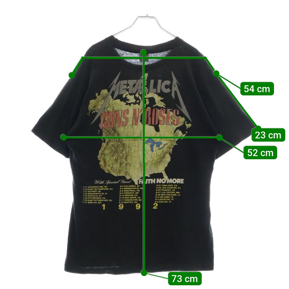 VINTAGE(ヴィンテージ) 90S VINTAGE METALLICA × GUNS N' ROSES TOUR 1992 ガンズアンドローゼズ メタリカ ツアー プリントTシャツ 半袖カットソー ブラック