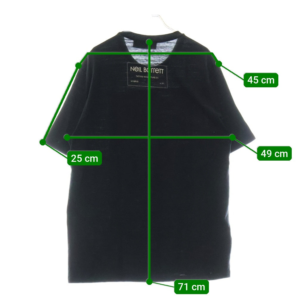 Neil Barrett(ニール バレット) 18SS TTOOED STATUE 半袖 Tシャツ カットソー ブラック PBJT359F G552S