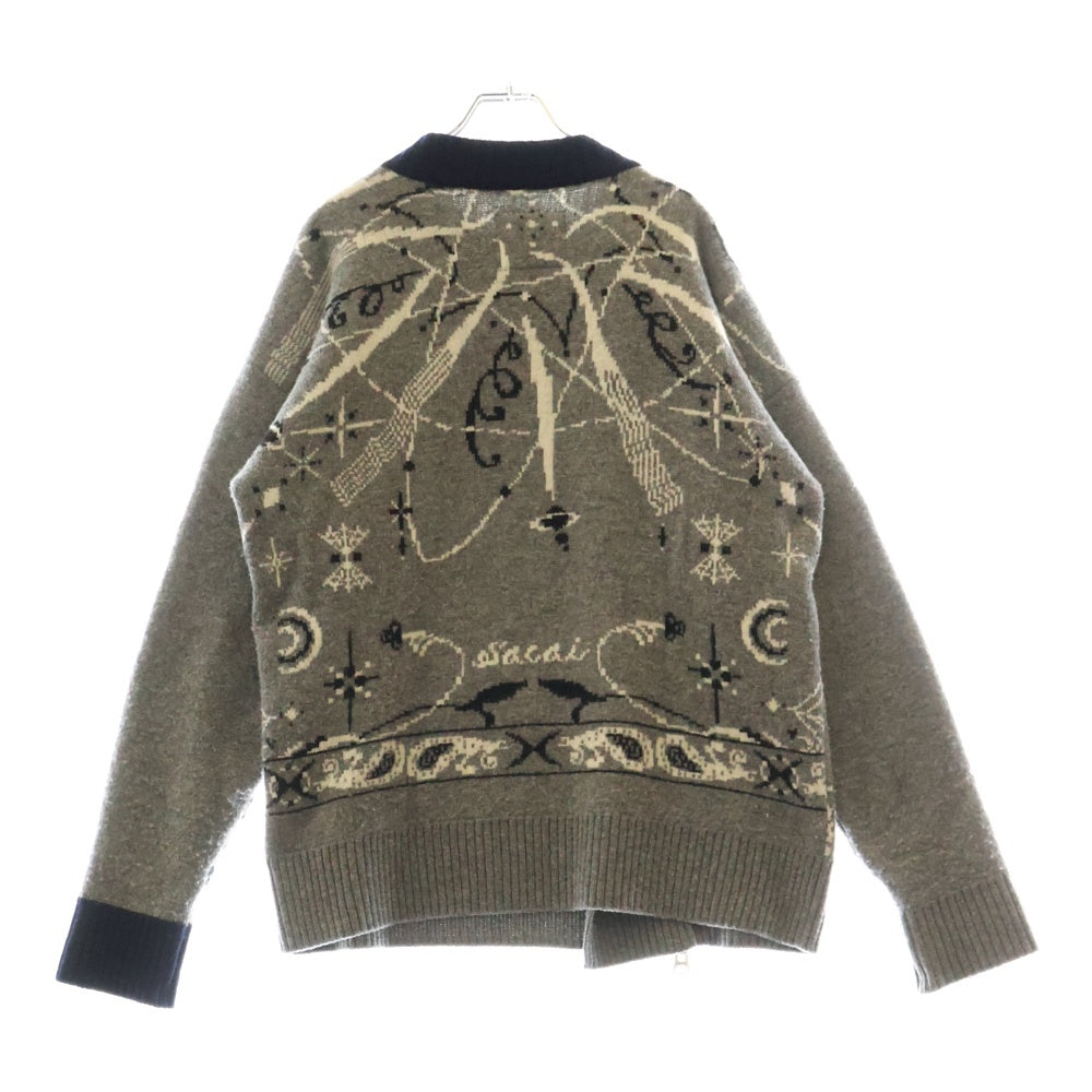Sacai(サカイ) 20AW ×Dr.Woo ドクターウー ライダース ジップアップ ニットセーター グレイン 20-02341M