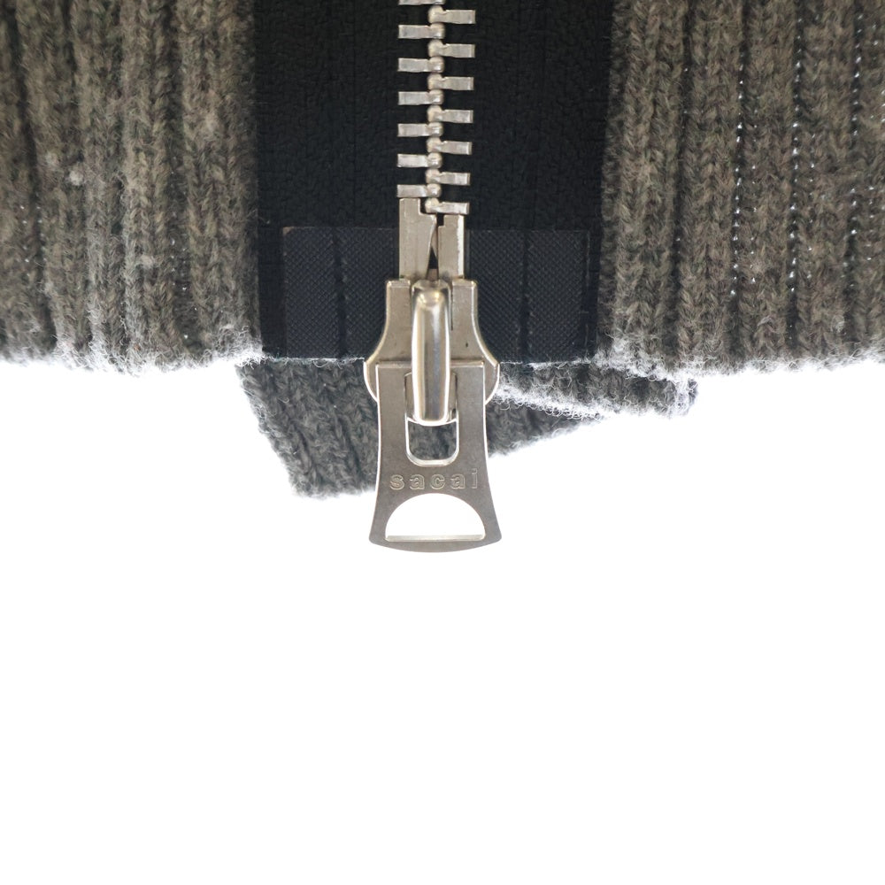 Sacai(サカイ) 20AW ×Dr.Woo ドクターウー ライダース ジップアップ ニットセーター グレイン 20-02341M