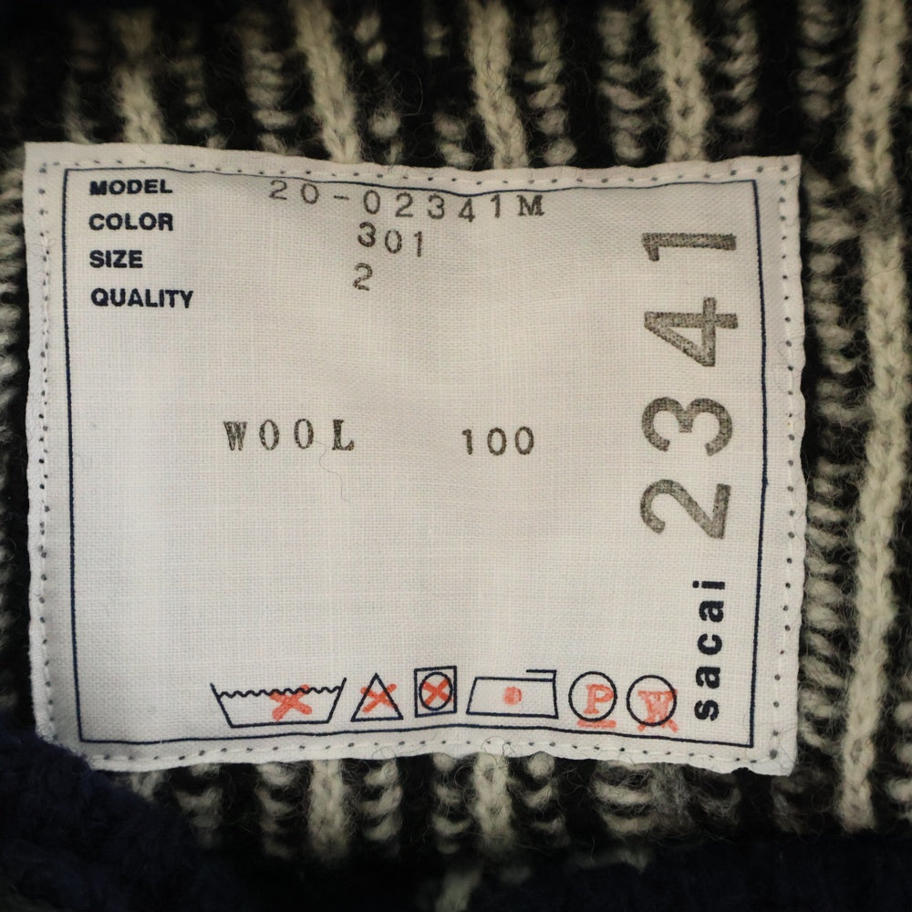 Sacai(サカイ) 20AW ×Dr.Woo ドクターウー ライダース ジップアップ ニットセーター グレイン 20-02341M