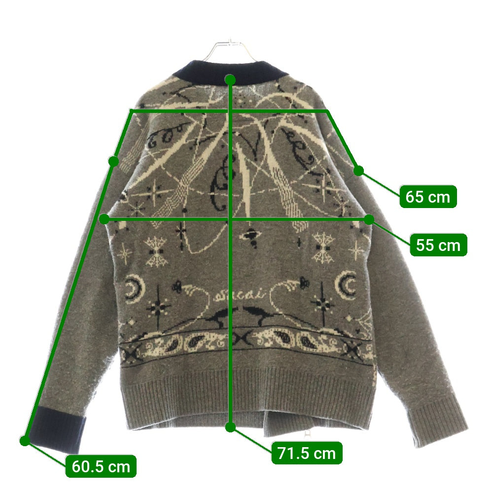 Sacai(サカイ) 20AW ×Dr.Woo ドクターウー ライダース ジップアップ ニットセーター グレイン 20-02341M