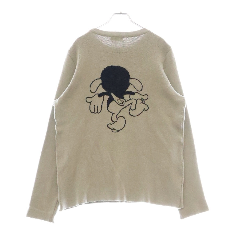 A BATHING APE(アベイシングエイプ) 初期 BABYMILOSTOREタグ フロントキャラクタープリント クルーネック アクリルコットンニット セーター グレー