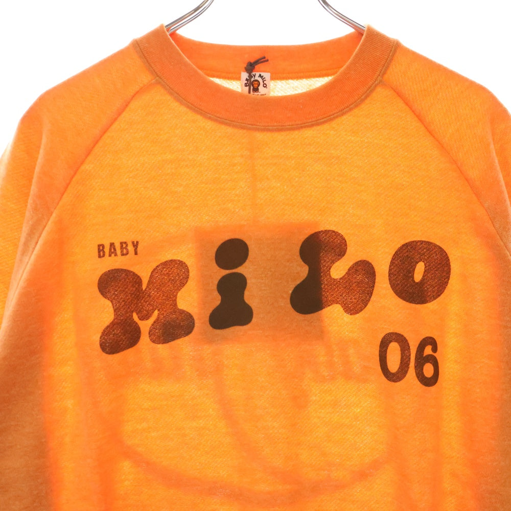 A BATHING APE(アベイシングエイプ) BABY MILO CREWNECK KNIT ベイビーマイロ 両面プリント クルーネック アクリルコットンニット セーター オレンジ