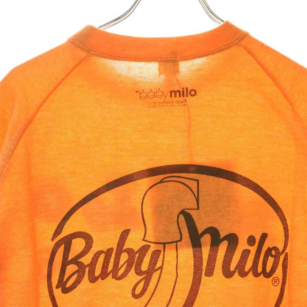 A BATHING APE(アベイシングエイプ) BABY MILO CREWNECK KNIT ベイビーマイロ 両面プリント クルーネック アクリルコットンニット セーター オレンジ
