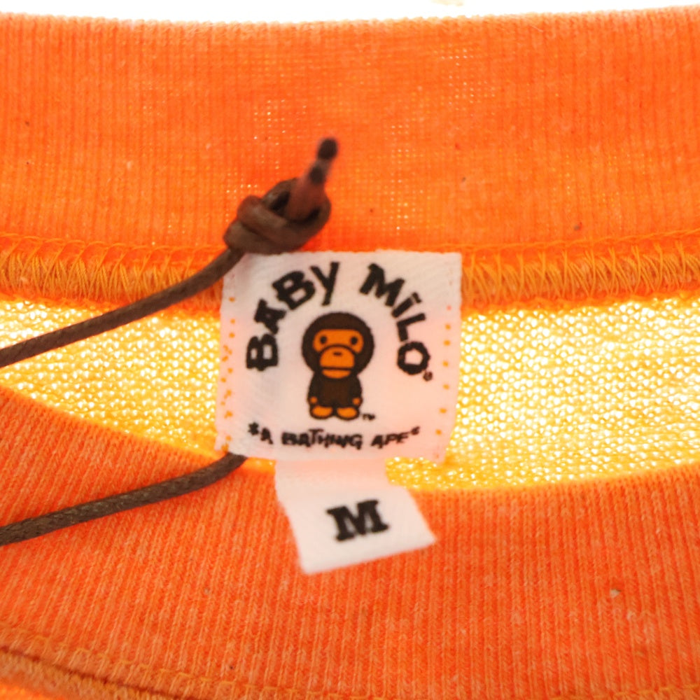 A BATHING APE(アベイシングエイプ) BABY MILO CREWNECK KNIT ベイビーマイロ 両面プリント クルーネック アクリルコットンニット セーター オレンジ