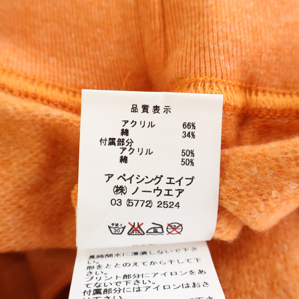 A BATHING APE(アベイシングエイプ) BABY MILO CREWNECK KNIT ベイビーマイロ 両面プリント クルーネック アクリルコットンニット セーター オレンジ