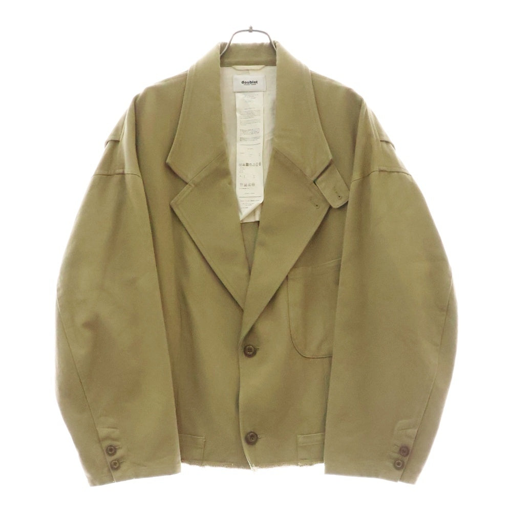 doublet(ダブレット) 21SS SILK CHINO CUT-OFF JACKET シルクチノ カットオフ 2Bテーラードジャケット ベージュ 21SS10JK39