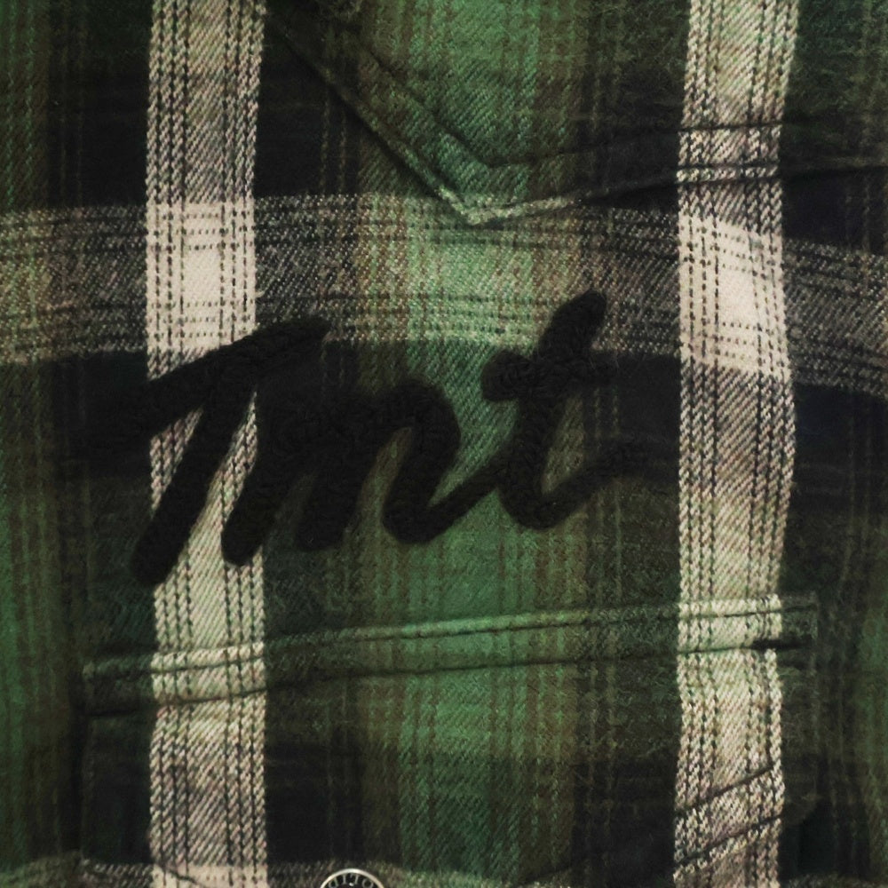 T.M.T(ティーエムティー) ロゴ刺繍 フランネル ウェスタン チェック 長袖シャツ グリーン TSH-F0811