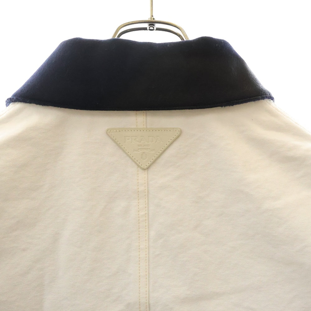 PRADA(プラダ) 24AW White Cotton Jacket ホワイト コットン ジャケット ヴィンテージ加工 カバーオール SGC675