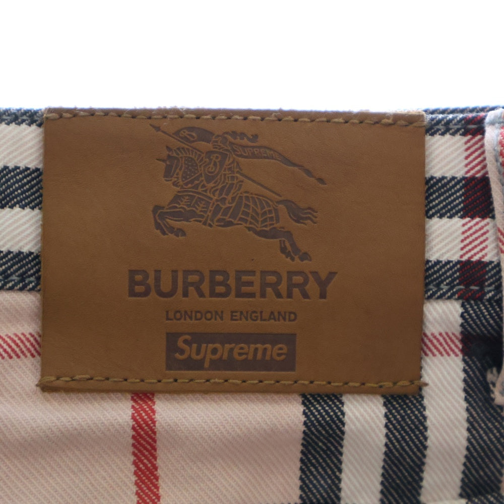 SUPREME(シュプリーム) 22SS ×Burberry Regular Jean ×バーバリー レギュラージーンズ チェック柄 デニムパンツ ピンク