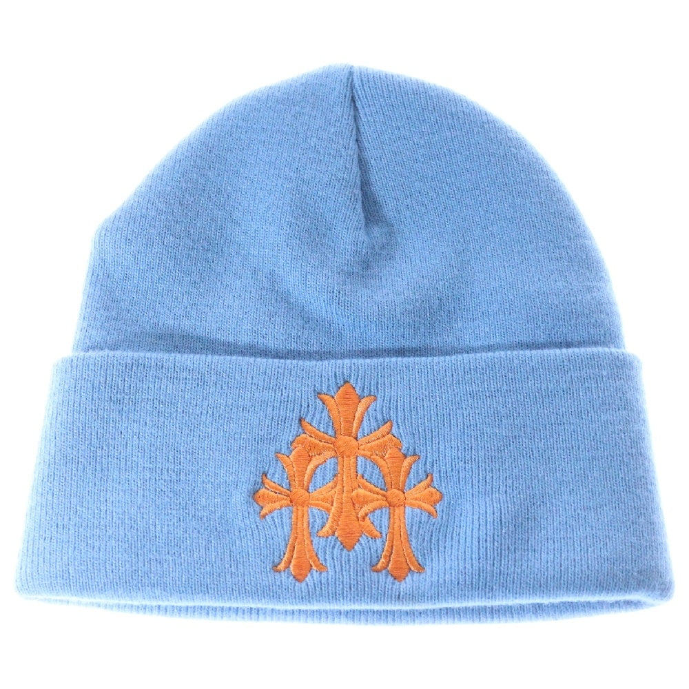 CHROME HEARTS(クロムハーツ) WATCH CAP 3 CH CRS NEON セメタリークロス刺繍 ビーニーキャップ帽子 ニットキャップ ブルー
