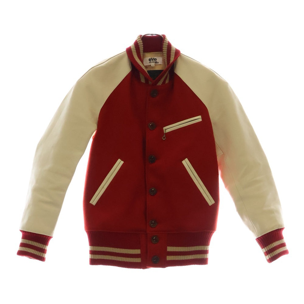 eYe COMME des GARCONS JUNYA WATANABE MAN(アイ コム デ ギャルソン ジュンヤ ワタナベ マン) AD2011×Johnson Leathers ジョンソンレザー レザー切替 ウール スタジアムジャンパー ブルゾン WH-J901