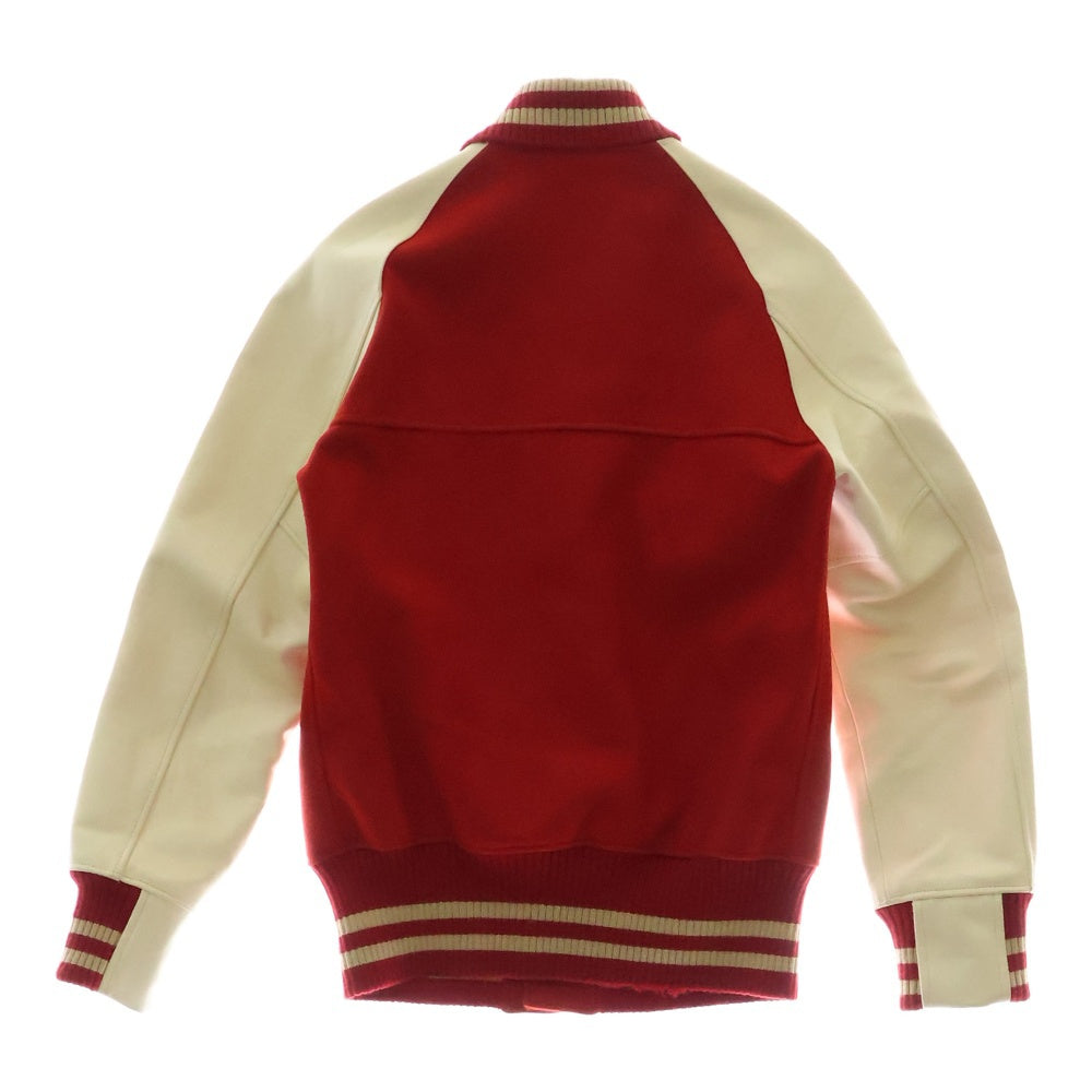 eYe COMME des GARCONS JUNYA WATANABE MAN(アイ コム デ ギャルソン ジュンヤ ワタナベ マン) AD2011×Johnson Leathers ジョンソンレザー レザー切替 ウール スタジアムジャンパー ブルゾン WH-J901
