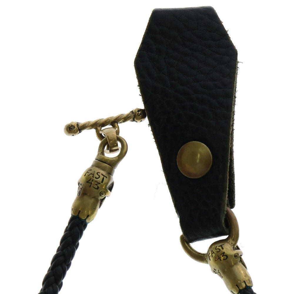 Travis Walker(トラヴィスワーカー) Coffin Leather Braid Wallet Code w/Brass コフィン レザーブレイド ブラス スカルモチーフ ウォレットコード ブラック/ゴールド