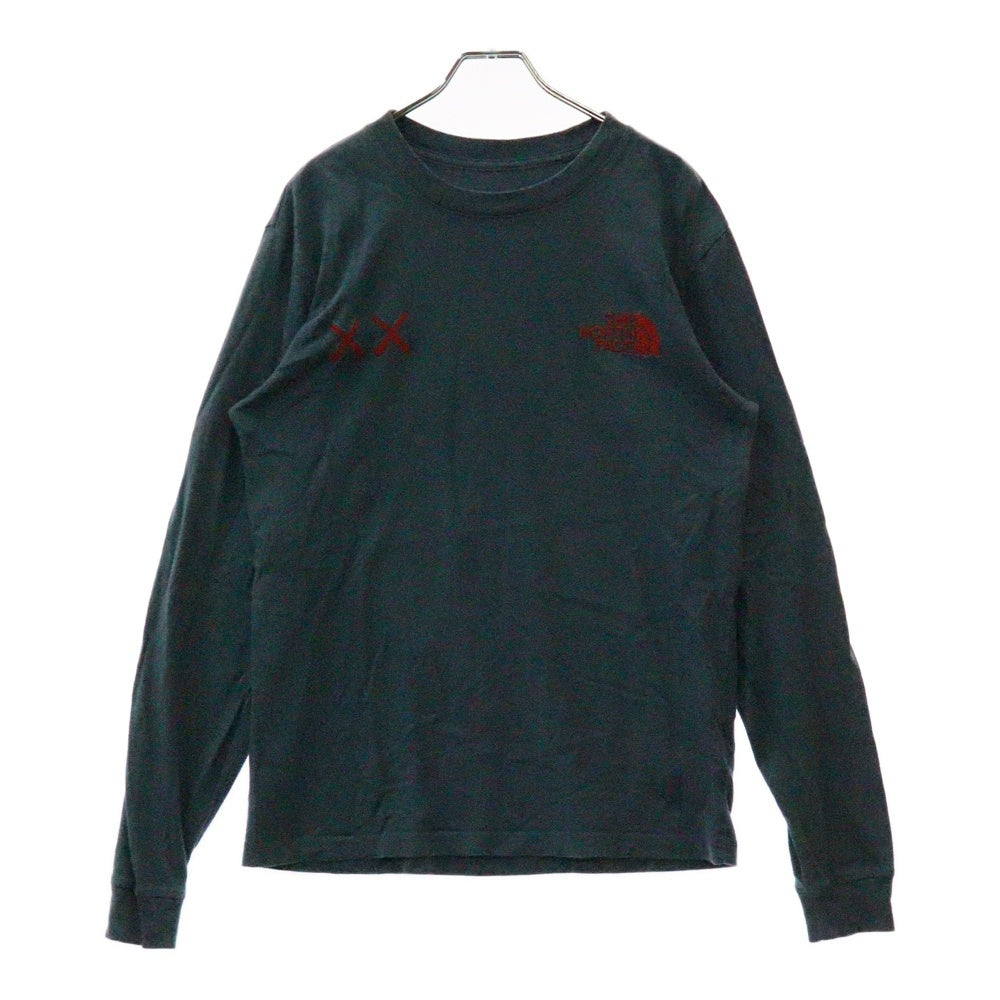 THE NORTH FACE(ザノースフェイス) 22SS × Kaws L/S Tee カウズ ロゴエンブロイダリー クルーネック長袖Tシャツ カットソー ブルー