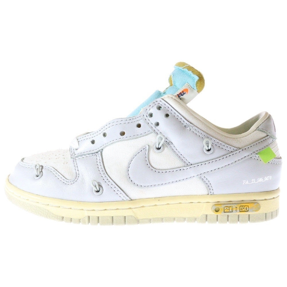 NIKE(ナイキ) ×OFF-WHITE DUNK LOW 1 OF 50 21 オフホワイト ダンク ローカットスニーカー ホワイト/グレー US5/23.5cm DM1602-100