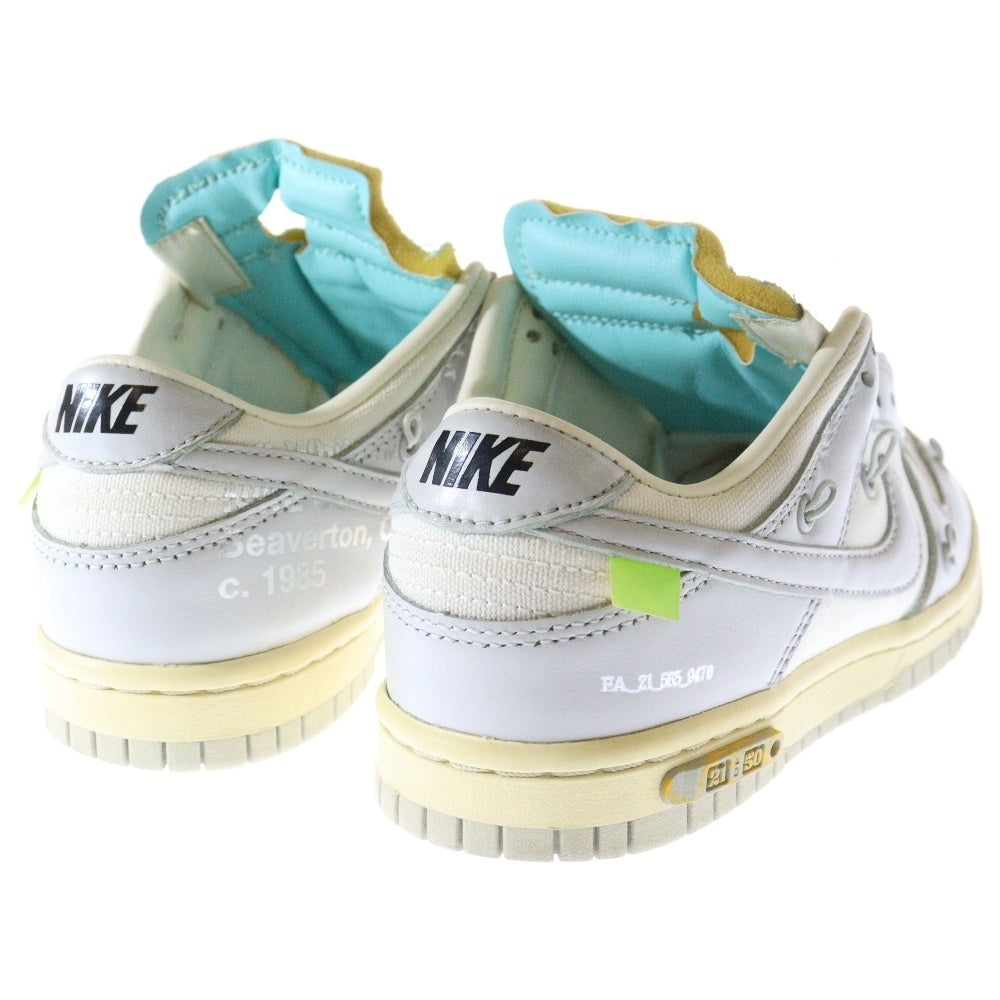NIKE(ナイキ) ×OFF-WHITE DUNK LOW 1 OF 50 21 オフホワイト ダンク ローカットスニーカー ホワイト/グレー US5/23.5cm DM1602-100