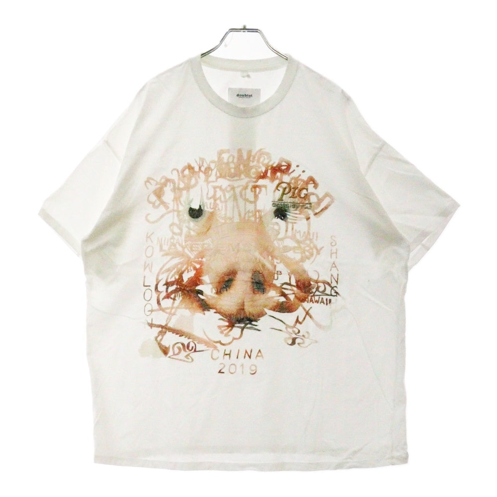 doublet(ダブレット) 19SS CHINESE NEW YEAR T-SHIRT チャイニーズニューイヤー グラフィックエンブロイダリー クルーネック半袖Tシャツ カットソー ホワイト 19SS32DSM03